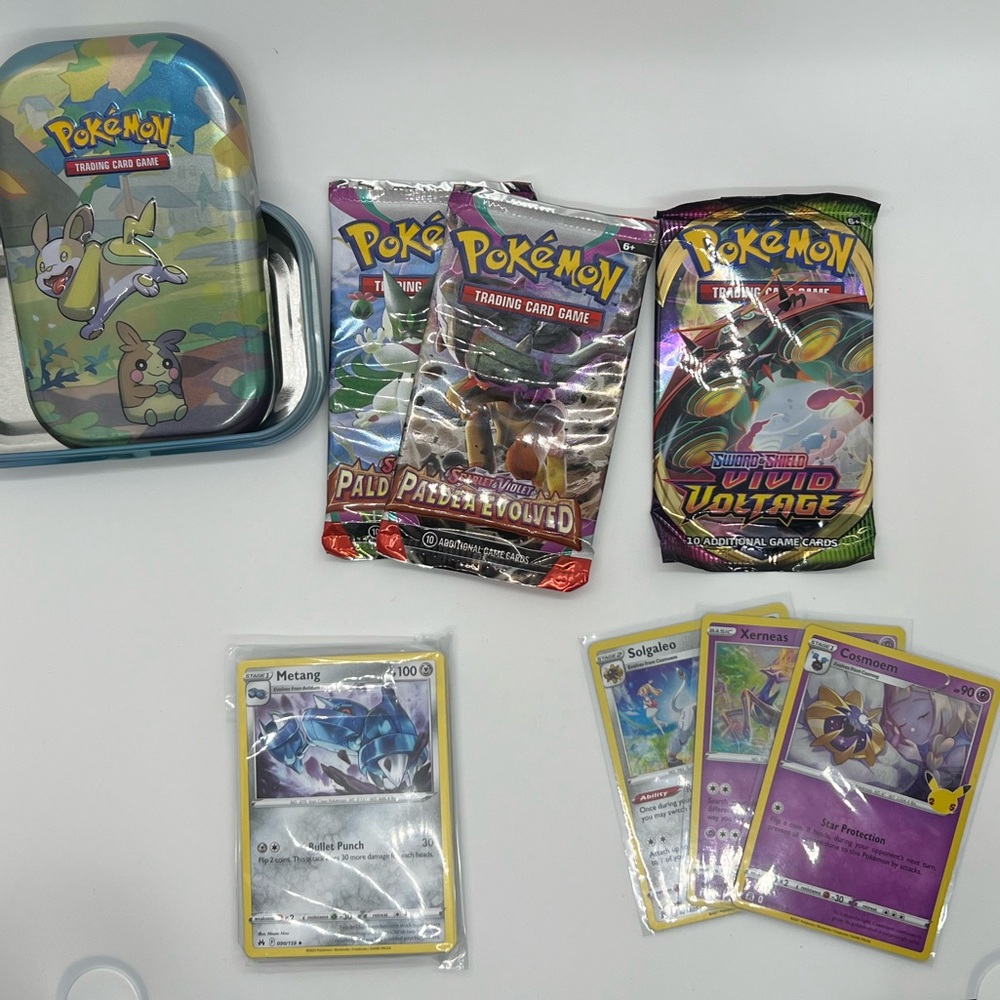 3 pack POKÉMON TCG Custom Tin, Graded Card, Hit Card, Holos, plus bonus items!